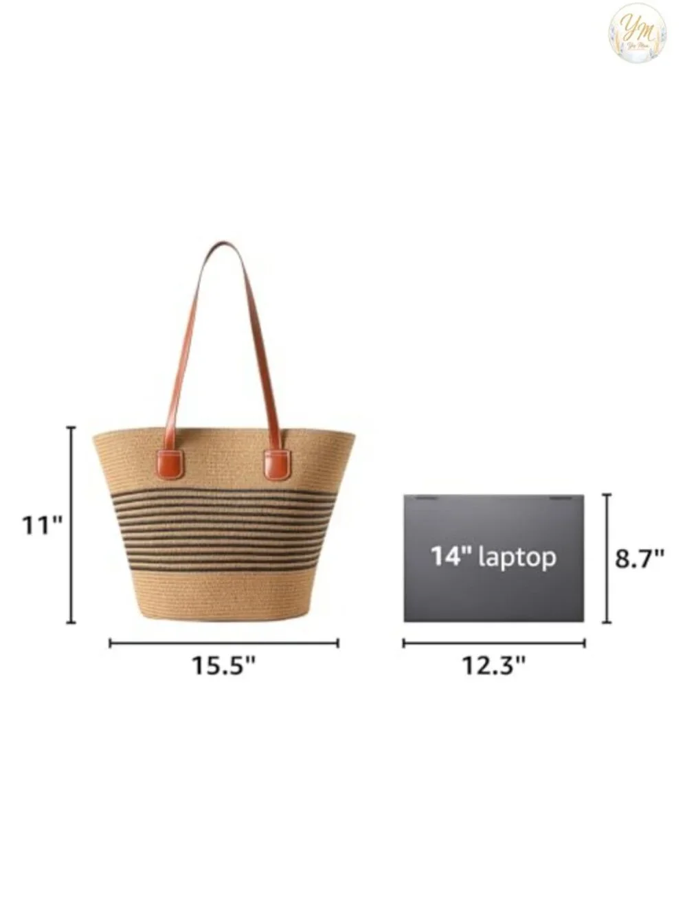 Straw Tote Bag for Women Summer Woven Handwoven Shoulder Beach Travel Purse
